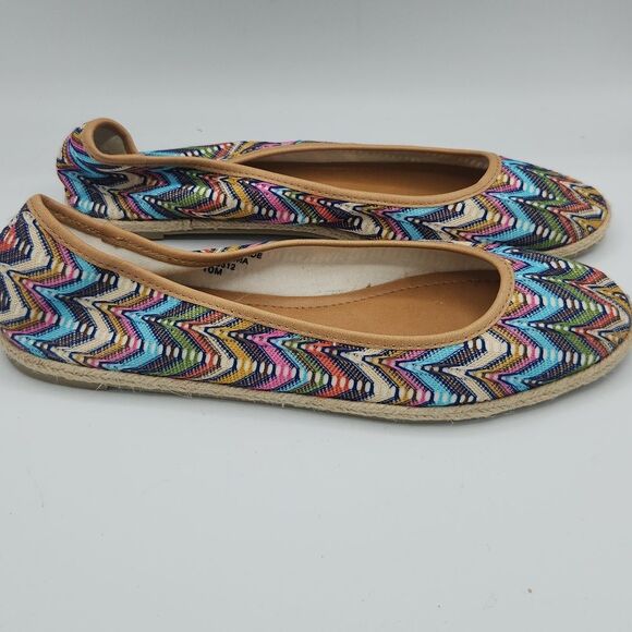 Nine West Womens Multicolor Chevron Pattern Espadrille Slip On  ballet Flat - Picture 2 of 9
